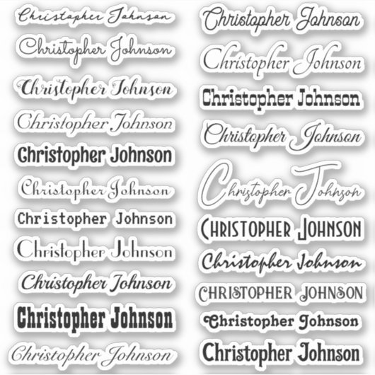 Sticker Nom élégant Signature Texte noir Script Kiss Cut (Devant)