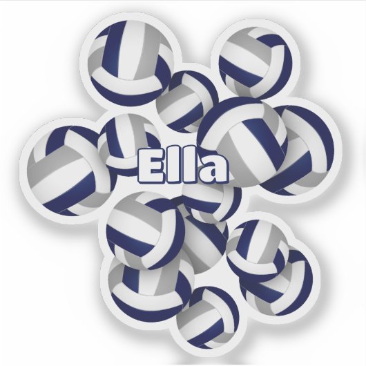 Sticker nom enfant marine bleu gris couleur équipe volleyb (Devant)