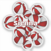 Sticker nom enfant rouge blanc équipe couleurs basket ball (Devant)