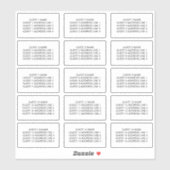 Sticker Nom et adresse de l'invité pour 15 enveloppes d'in (Feuille)