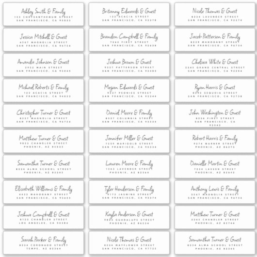 Sticker Nom et adresse du client mariage Moderne Chic Amus (Devant)