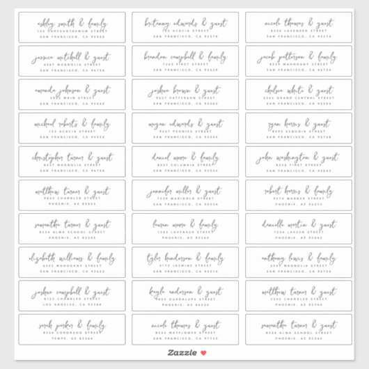 Sticker Nom et adresse du client mariage Moderne Simple Ch (Feuille)