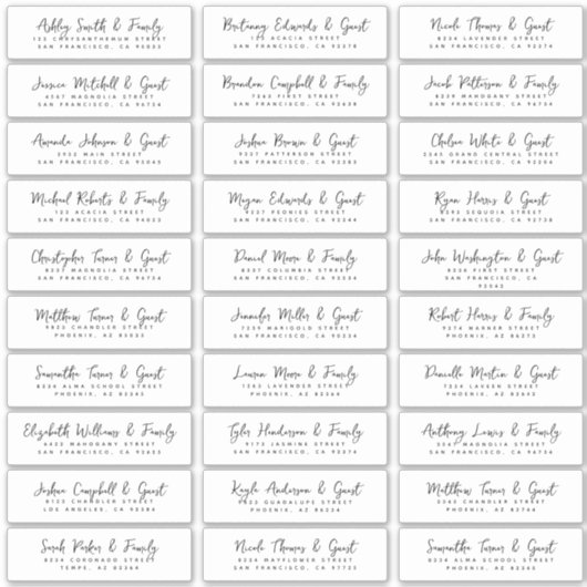 Sticker Nom et adresse du client mariage Simple Modern Chi (Devant)