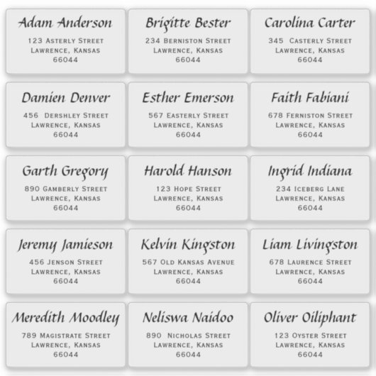 Sticker Nom et adresse individuels des invités Mariages mo (Devant)