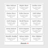 Sticker Nom et adresse individuels des invités Mariages mo (Feuille)