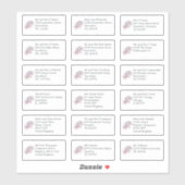 Sticker Nom et adresse individuels Invités du Mariage Flor (Feuille)