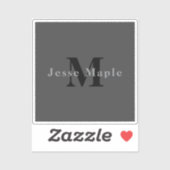 Sticker Nom et monogramme | Dark Gray (Feuille)