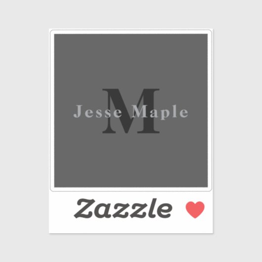 Sticker Nom et monogramme | Dark Gray (Feuille)