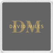 Sticker Nom et monogramme élégant | Or et gris foncé (Devant)