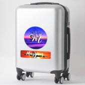 Sticker Nom et monogramme personnalisés, valise voyage (Sur valise)