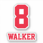 Sticker Nom et numéro rouges personnalisés, Lecteur (Devant)