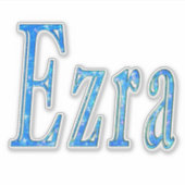 Sticker Nom Ezra Conçu En Bleu, (Devant)