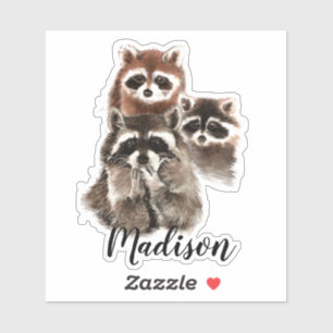 Sticker Nom fait sur commande animal de raton laveur