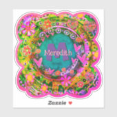 Sticker Nom floral & Inspiritisme initial FunPersonnalisé (Feuille)