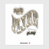Sticker Nom Flynn, avec camions de pompiers, (Feuille)