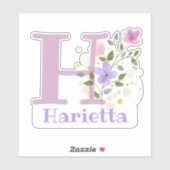 Sticker Nom Harietta Initial avec motif floral (Feuille)