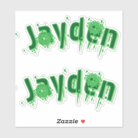 Sticker Nom Jayden Vert, (Feuille)