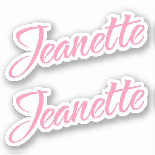 Sticker Nom Jeanette en rose x2 (Devant)