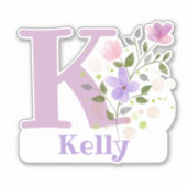 Sticker Nom Kelly & Initial avec Floral Design (Devant)
