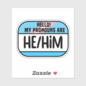 Sticker Nom LGBT Balise Transgenre Pronononounes He (Feuille)