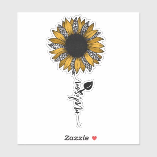 Sticker Nom manuscrit du léopard de tournesol (Feuille)