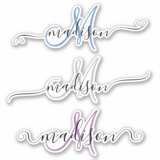 Sticker Nom manuscrit personnalisé Monogramme Calligraphie (Devant)