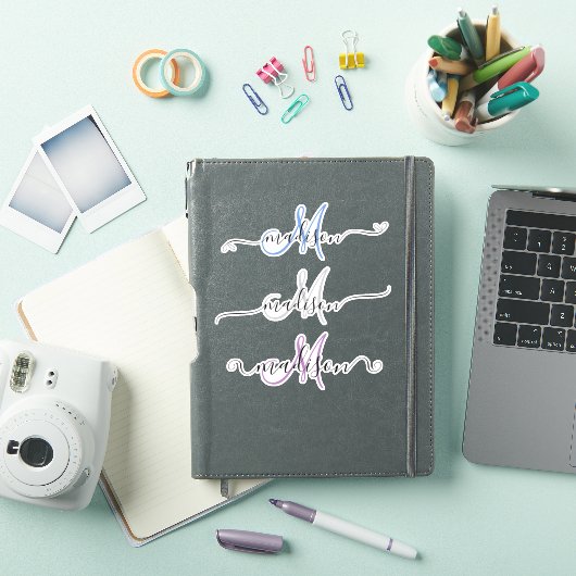 Sticker Nom manuscrit personnalisé Monogramme Calligraphie (Couverture iPad)
