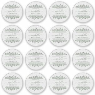 Sticker Nom manuscrit Sage Green Botanical Fabriqué à la m