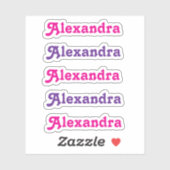 Sticker Nom mignon rose et pourpre de la fille (Feuille)