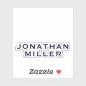 Sticker Nom moderne bleu marine personnalisé Monogramme (Feuille)