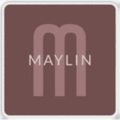 Sticker Nom Monogramme d'apparence moderne | Rouge marron (Devant)