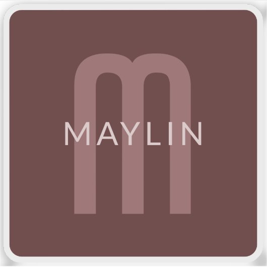 Sticker Nom Monogramme d'apparence moderne | Rouge marron (Devant)