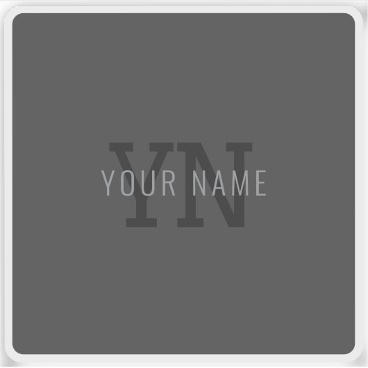 Sticker Nom monographique moderne gris foncé (ou autre tex (Devant)