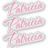 Sticker Nom Patricia en police cursive rose x3 (Devant)