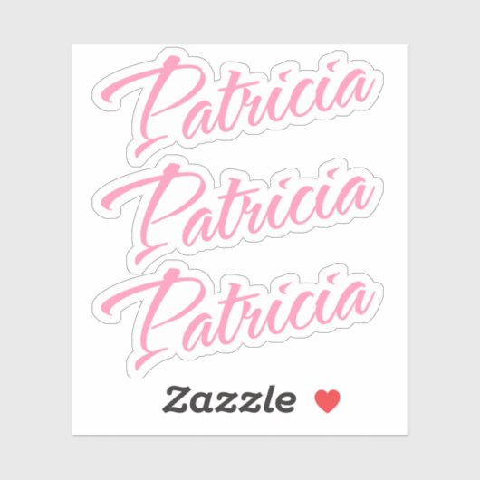 Sticker Nom Patricia en police cursive rose x3 (Feuille)