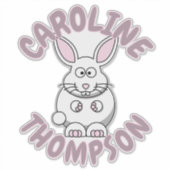 Sticker Nom personnalisé Animal de ferme de lapin (Devant)