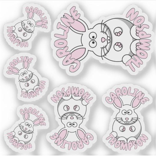 Sticker Nom personnalisé Animal de ferme de lapin (Devant)