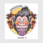 Sticker Nom personnalisé Beach Monkey (Feuille)