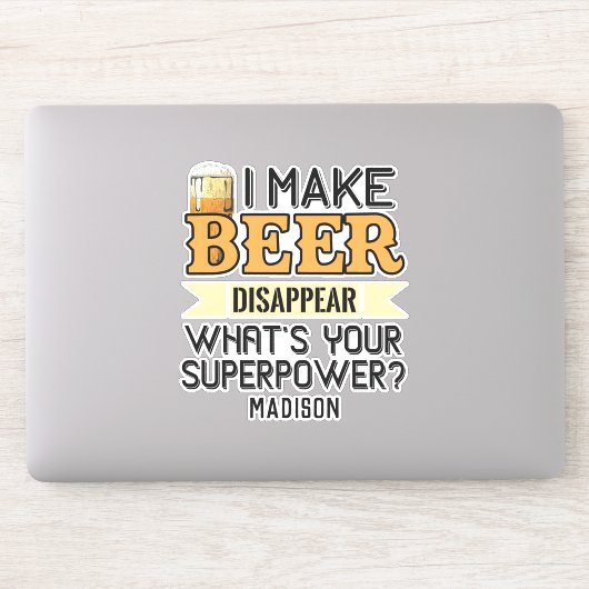 Sticker Nom personnalisé Beer Superpower (Ordinateur)