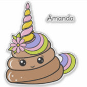 Sticker Nom personnalisé Caca de licorne (Devant)