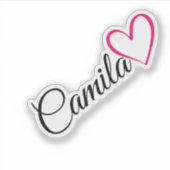 Sticker Nom personnalisé Calligraphie rose Texte du coeur (Devant)