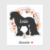 Sticker Nom personnalisé cheval Silhouette Saut équestre (Feuille)