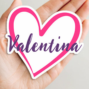 Sticker Nom personnalisé Cœur Rose Clair Forme Tendance Él