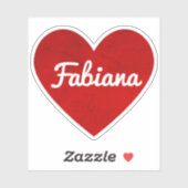 Sticker Nom personnalisé Cœur rouge classique Je t'aime (Feuille)