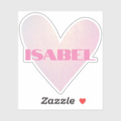 Sticker Nom personnalisé Cool Pastel Forme de cœur Tendanc (Feuille)