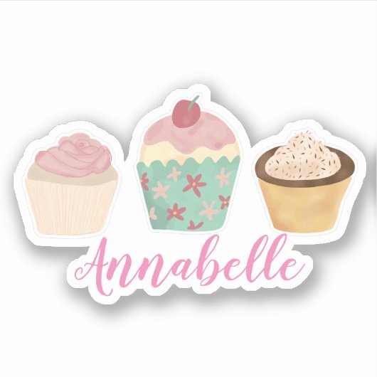 Sticker Nom personnalisé Cupcake (Devant)