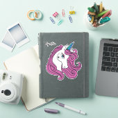 Sticker Nom personnalisé Cute Unicorn (Couverture iPad)