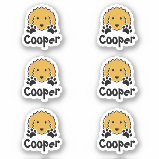 Sticker Nom personnalisé de chien jaune bouclé (Devant)