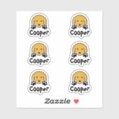 Sticker Nom personnalisé de chien jaune bouclé (Feuille)