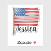 STICKER NOM PERSONNALISÉ DRAPEAU AMÉRICAIN (Feuille)